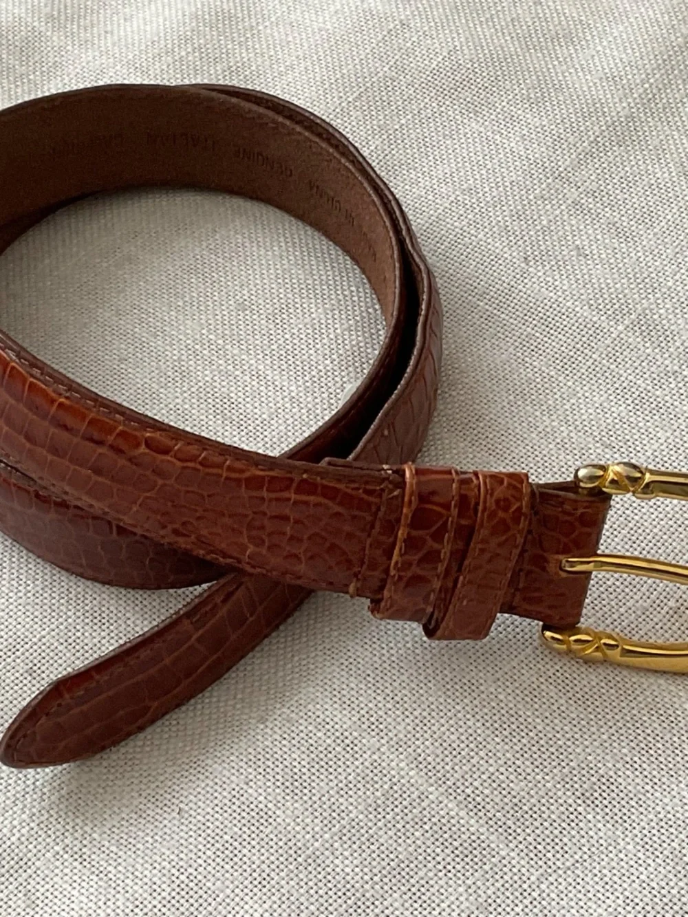 Ritz Brown Croc Embossed Leather Adjustable Belt Size M